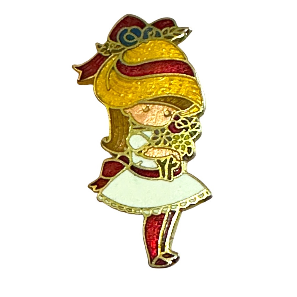 1966 Joan Walsh Anglund Flower Girl Pin Brooch Rare